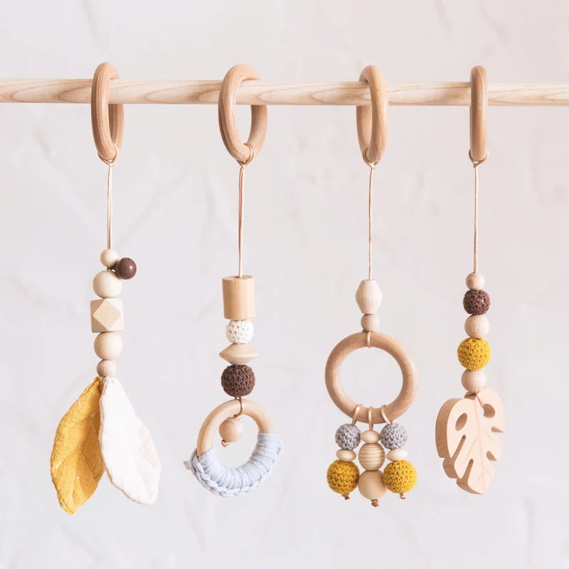 Baby Toys Wooden Play Gym Toys Nordic Baby Room Decor Wood Nursery Sensory Toy Gift Infant Room Clothes Rack Accessories Rattles