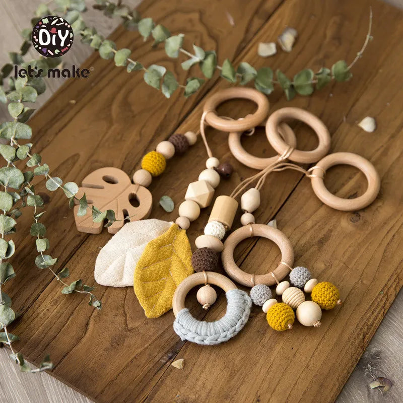 Baby Toys Wooden Play Gym Toys Nordic Baby Room Decor Wood Nursery Sensory Toy Gift Infant Room Clothes Rack Accessories Rattles