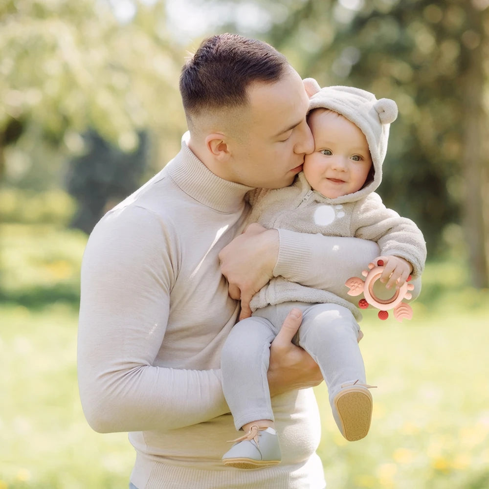 Silicone Baby Teether Baby Toys 0 to 6 Months BPA Free chewing Teething Toys Crab Wooden Ring Teether Reborn silicone Baby toys