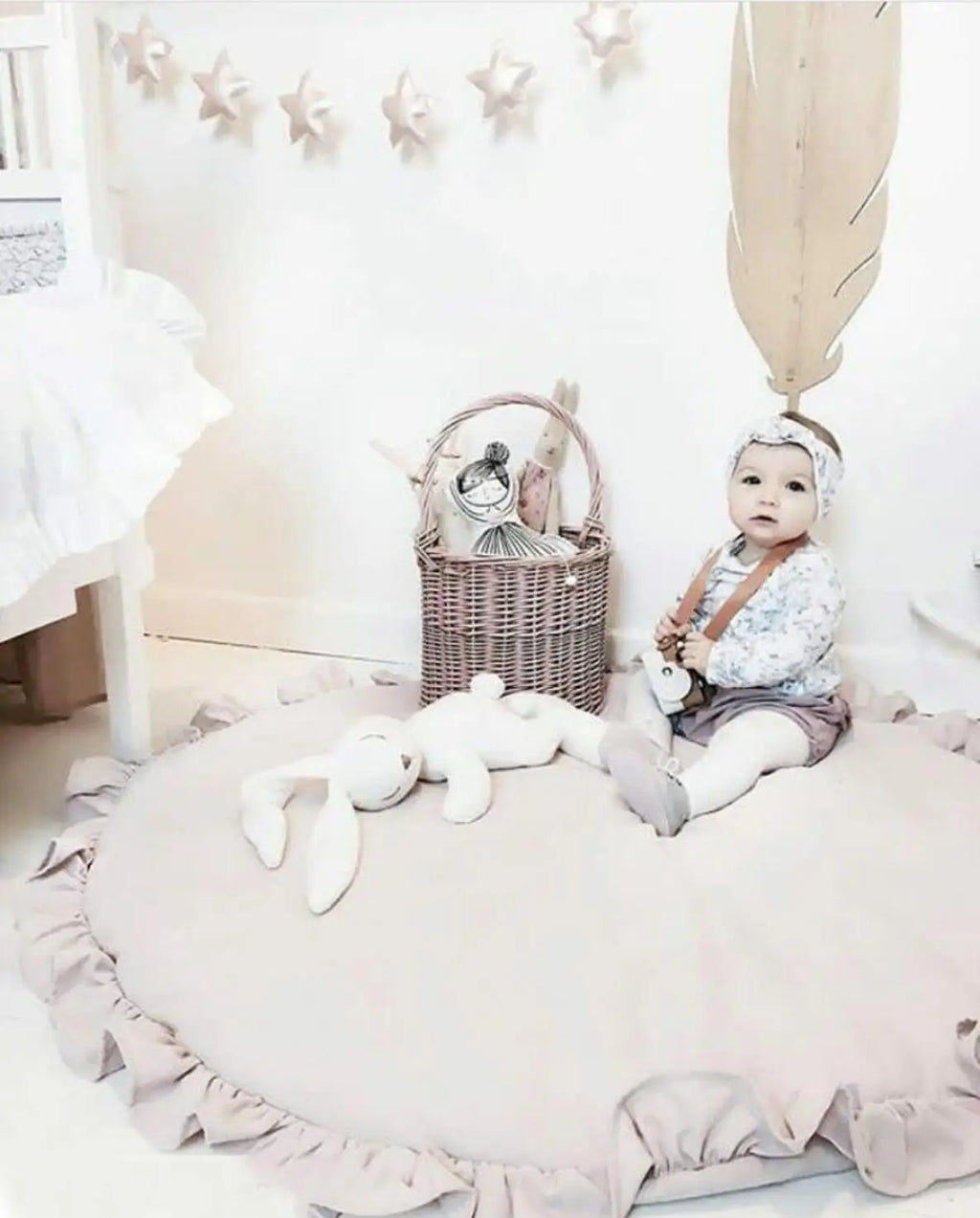 Baby Play Mats Round Floor Soft Cotton Baby Bedding Blanket Lace Crawling Mat Game Pad Toys For Children Room Nursery Decor