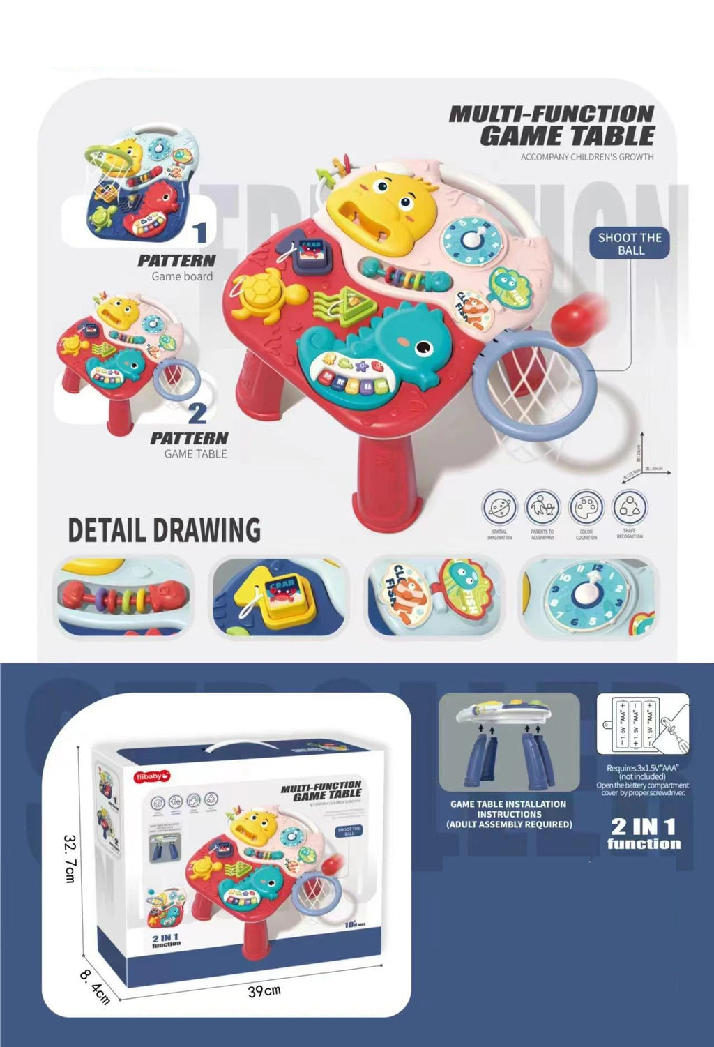 Baby Activity Table Musical Toys Sound Maker Games for Babies Sensory Toys Multi-Functional Movement Developing Educational Toys