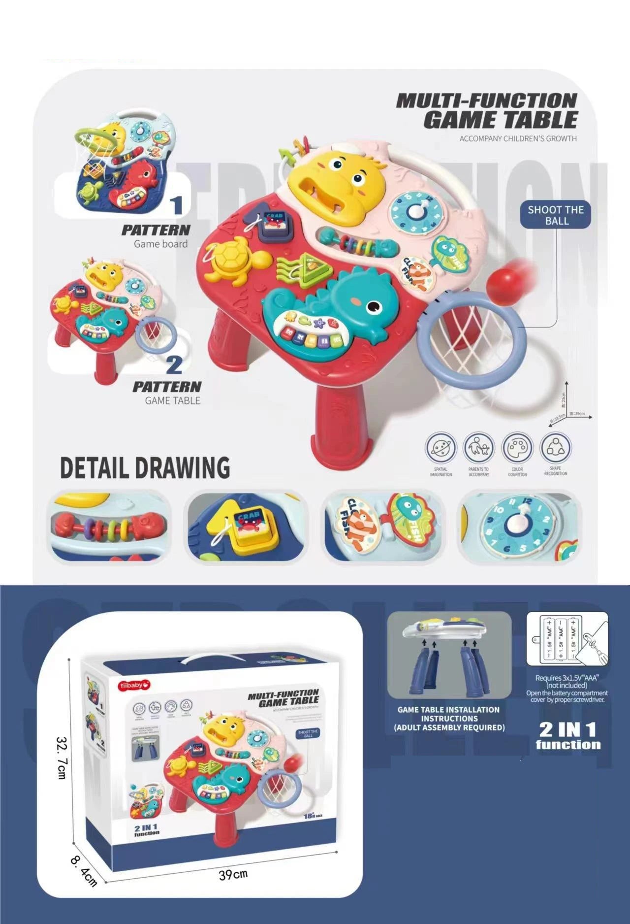 Baby Activity Table Musical Toys Sound Maker Games for Babies Sensory Toys Multi-Functional Movement Developing Educational Toys