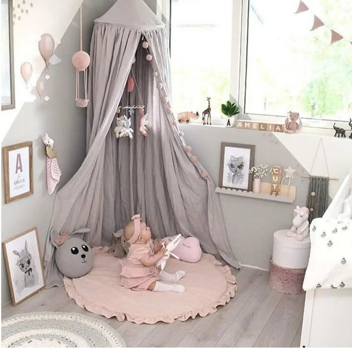 Baby Play Mats Round Floor Soft Cotton Baby Bedding Blanket Lace Crawling Mat Game Pad Toys For Children Room Nursery Decor