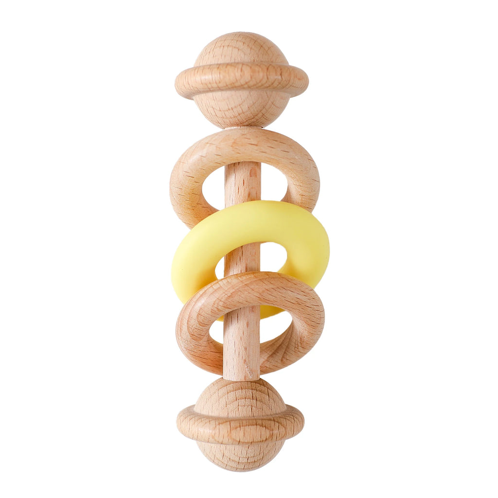 Baby Toys Wooden Rattles Silicone Ring Baby Rattles and Mobiles 0 12 Months Sensory Toys for Baby  Wooden Teether for Baby Gifts