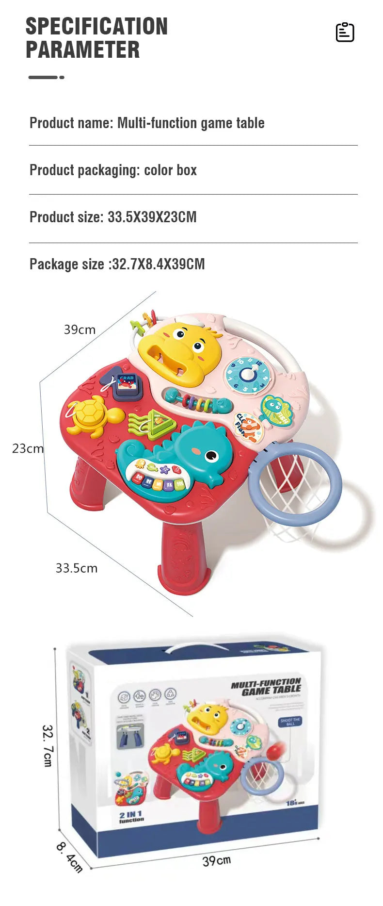 Baby Activity Table Musical Toys Sound Maker Games for Babies Sensory Toys Multi-Functional Movement Developing Educational Toys