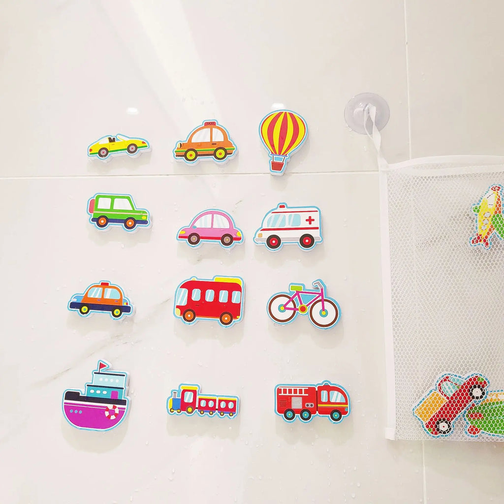 Baby Bath Toys for Toddlers Floating Foam Animals Cars Waterproof Bathtub Toys Early Learning Educational Gift for Kids Play Set