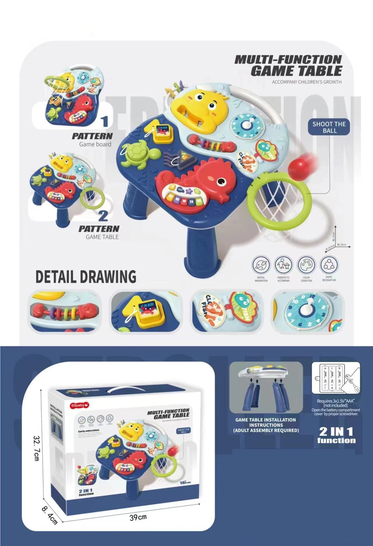 Baby Activity Table Musical Toys Sound Maker Games for Babies Sensory Toys Multi-Functional Movement Developing Educational Toys